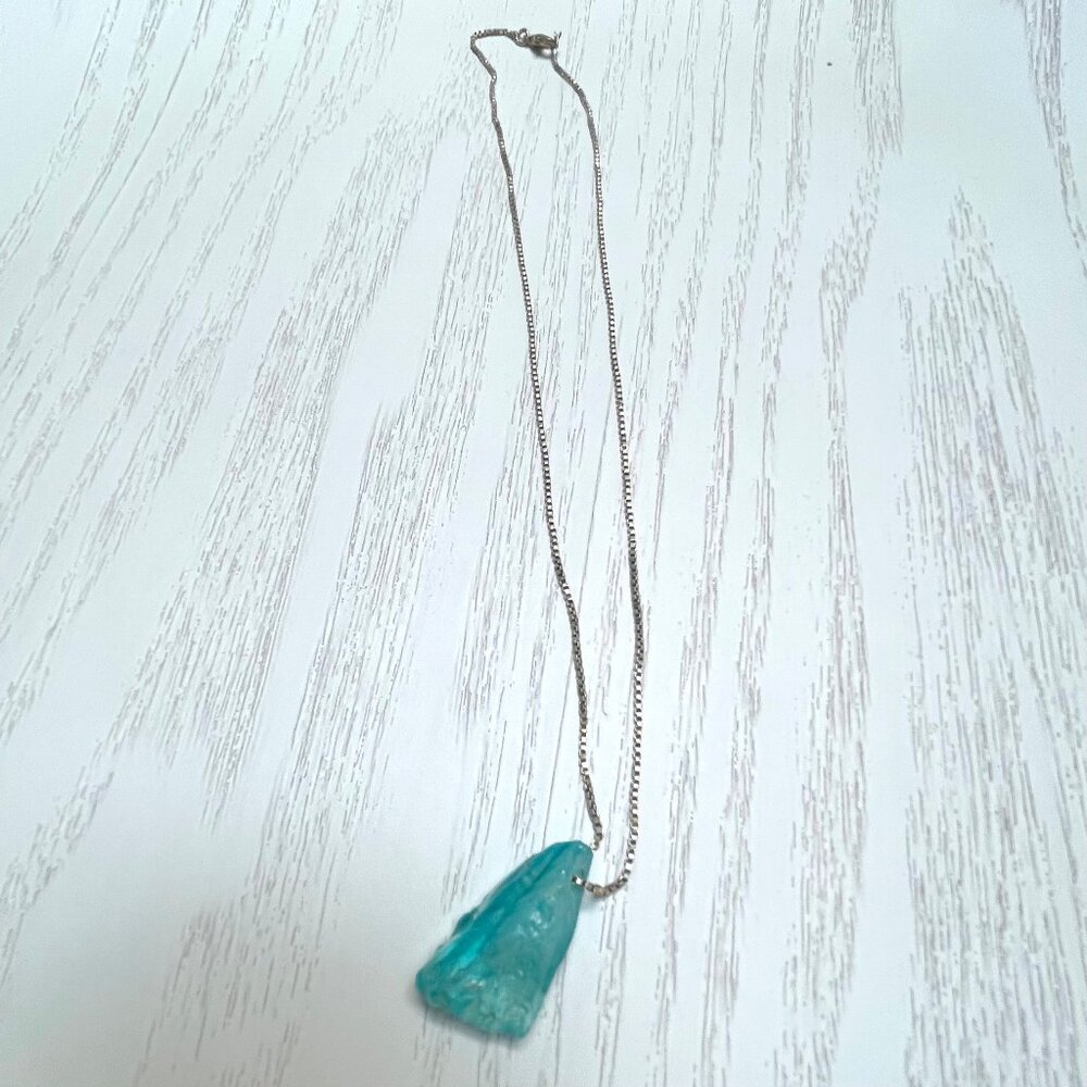 Aqua Blue Druzy Raw Necklace